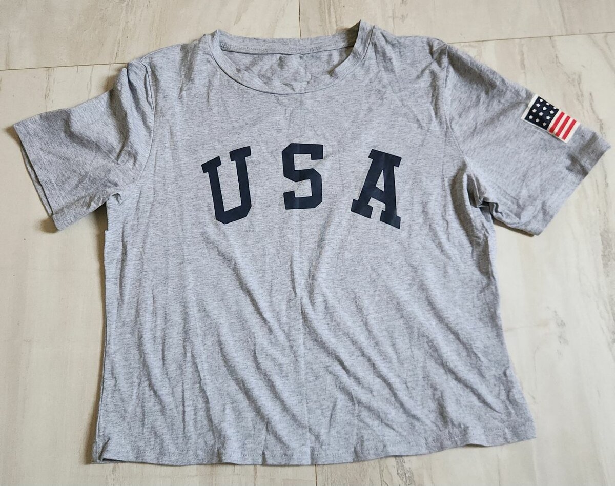 USA Letter Print  Crop Top