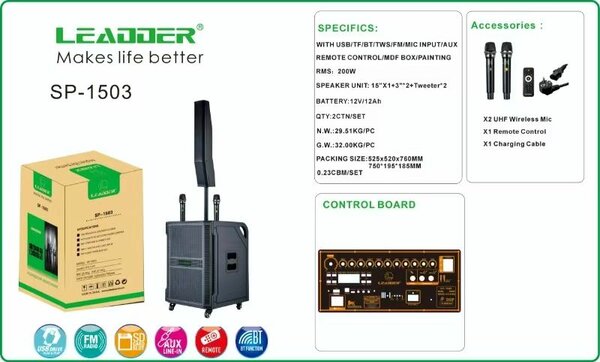 Enceinte karaoké portable 200W