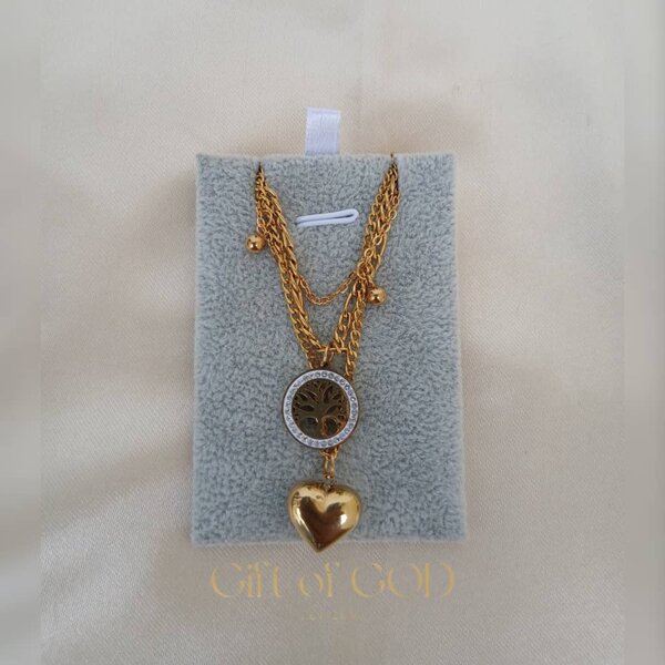 Collier Double Cœur Doré