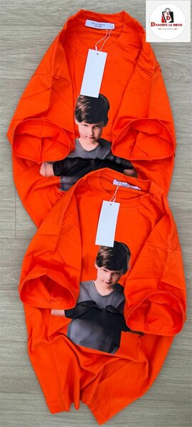 T-shirt enfant orange imprimée