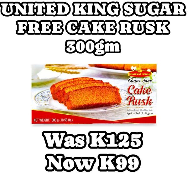 UNITED KING SUGAR FREE RUSK 300gm