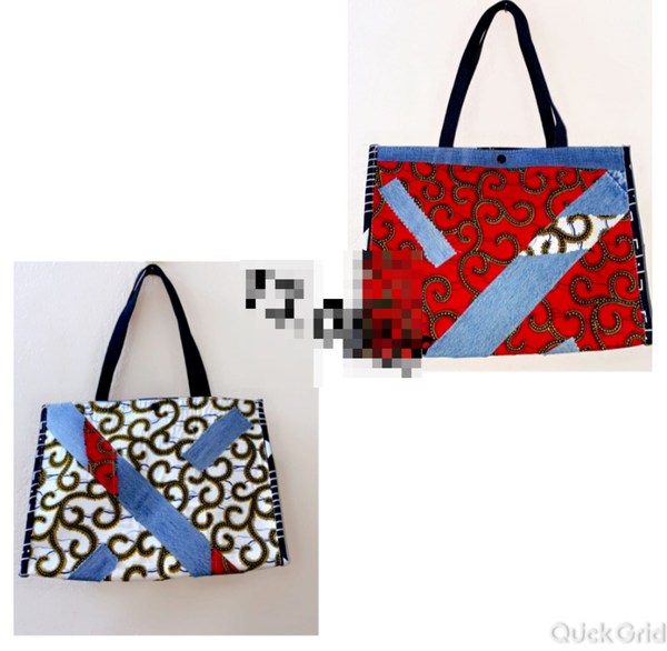 Sac shopping porté épaule avec imprimé patchwork