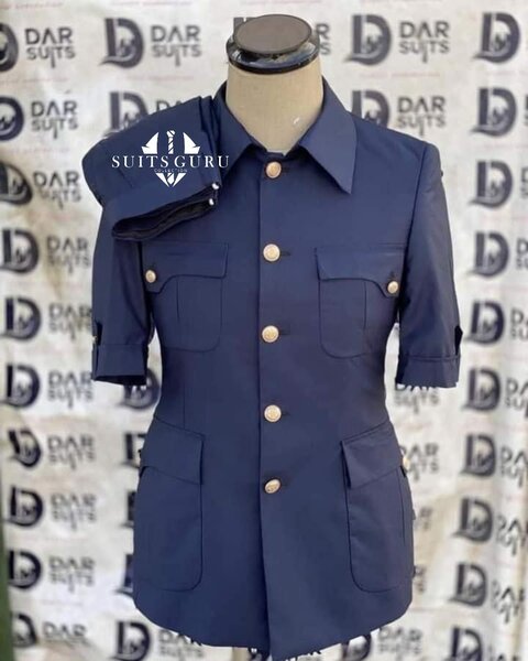 Men's Formal Short Sleeve Shirt blue