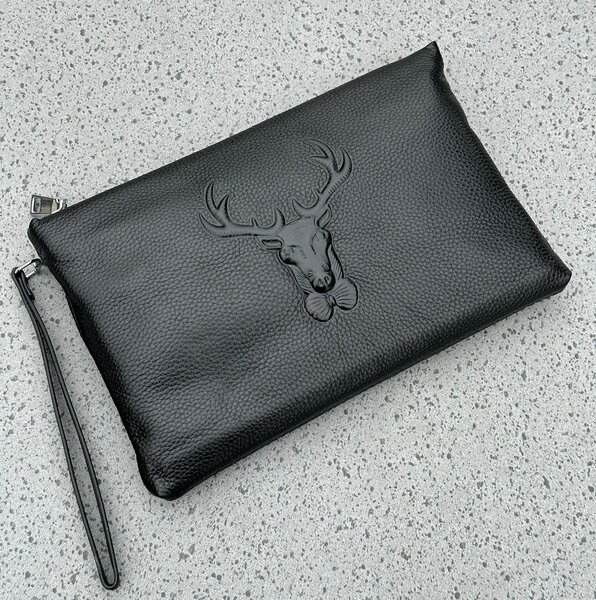 Men Casual Leather Clutch With Wrist Strap