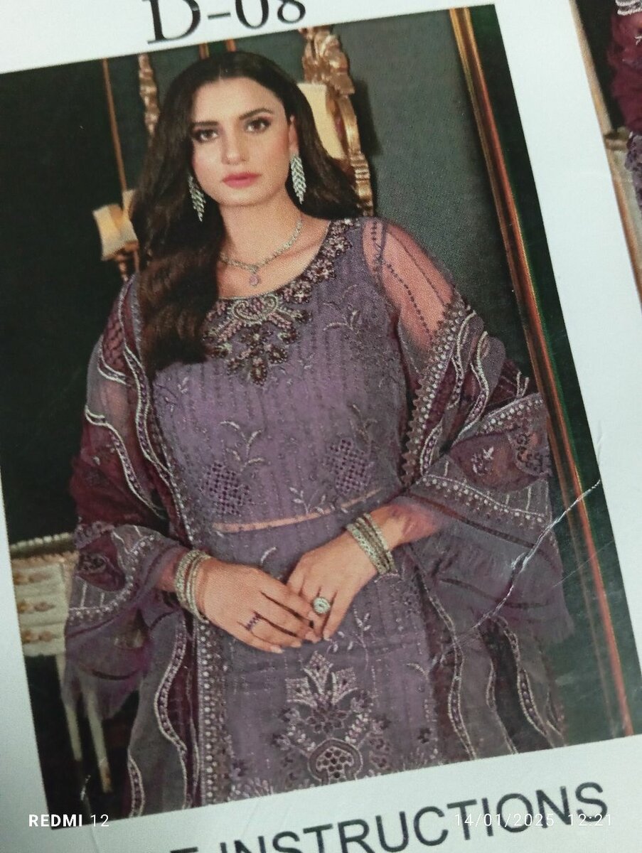 Organza  party wear 2piece unstich