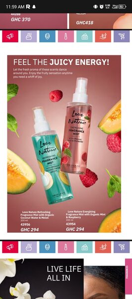 Love nature fragrance mist with organic extracts