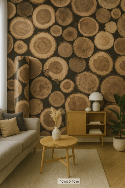 Papier peint rondins bois
