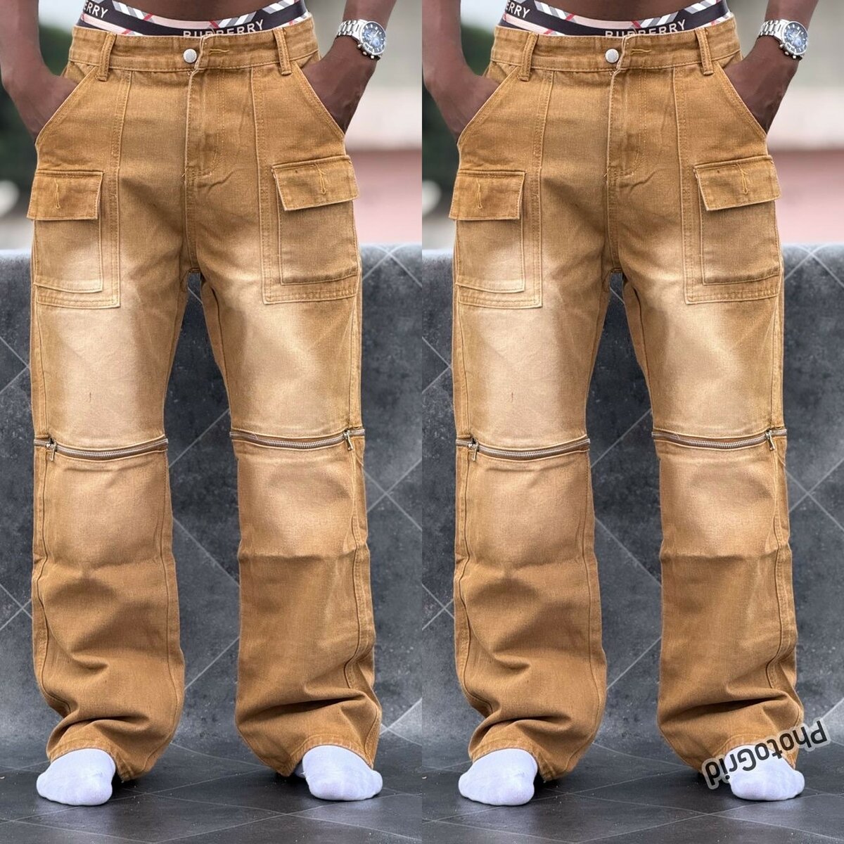 Pantalon cargo en denim homme