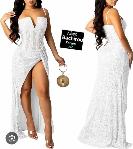 Robe élégante fendue blanche