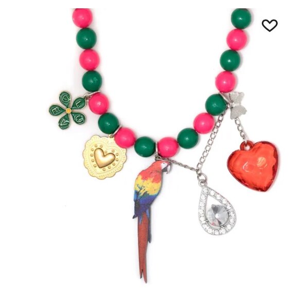 charm-detail beaded necklace