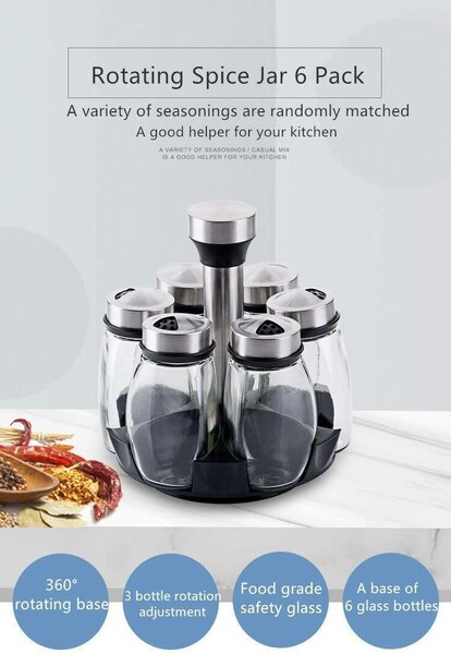 Support à épices rotatif 6 bocaux