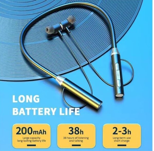 Bluetooth headphones neckband Black