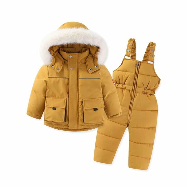 A set of 2 items, a winter jacket and a jumpsuit for children.
