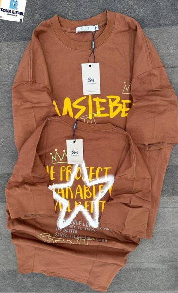 T-shirt assortie marron imprimée