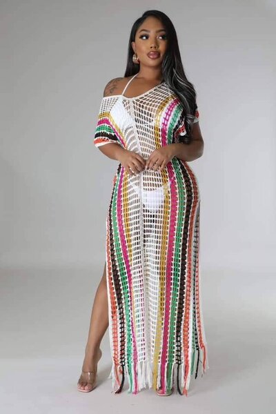 Robe de plage en crochet colorée