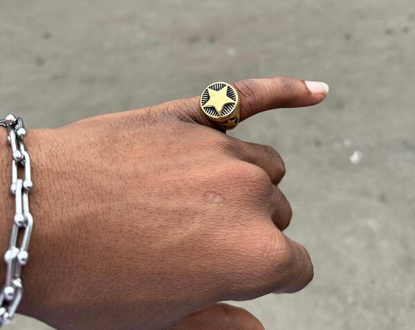Bague étoile vintage en inox