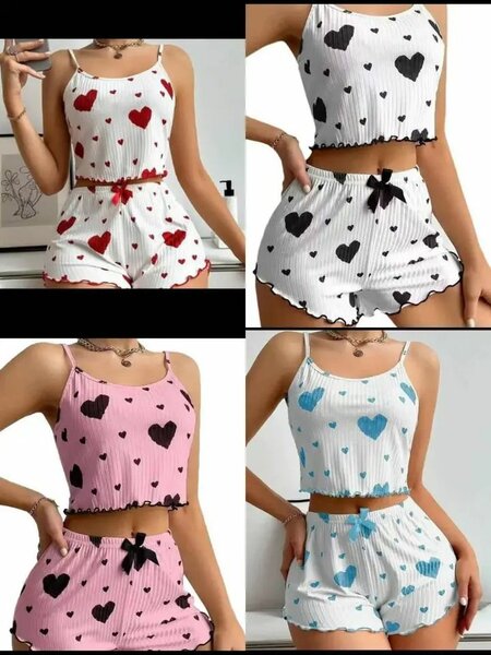 Pyjama d'été à motifs coeurs