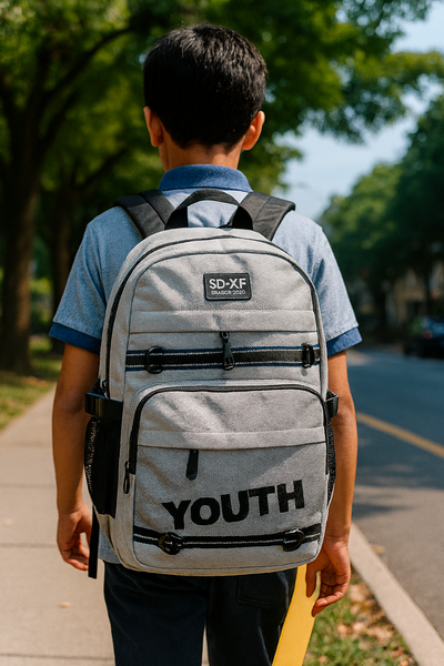 Sac à dos scolaire gris