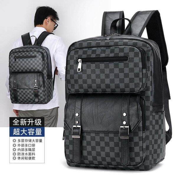 Leather waterproof travel laptop backpack school bag