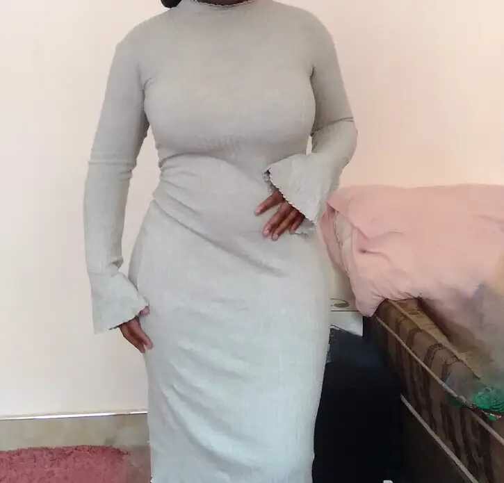 Wide ribbed long sleeve dress