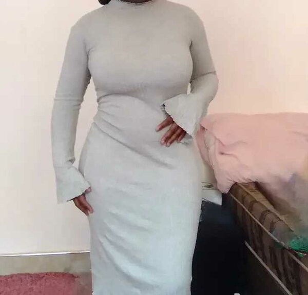 Wide ribbed long sleeve dress