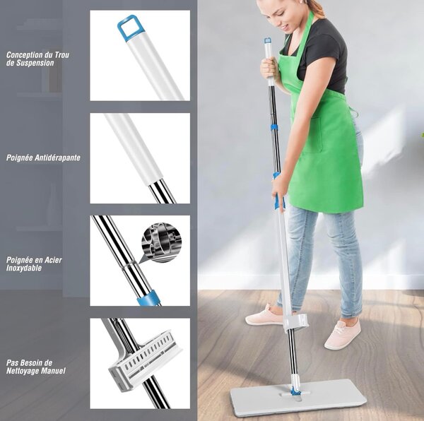 Serpillère avec Fonction Essorage, Balai Plat à essorage int