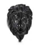 Pack Of 2 Black & Silver Lion Head Ring with Free Spinner Chain Thumb Ring For Boys
