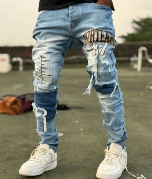 Jean homme décontracté usé