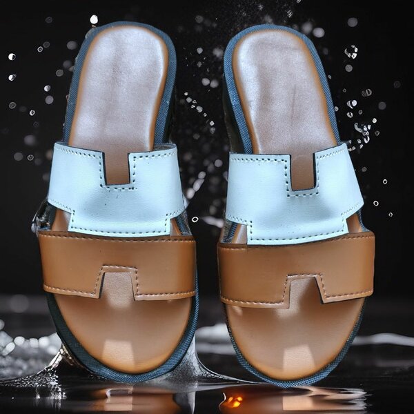 Claquettes en cuir unisexes