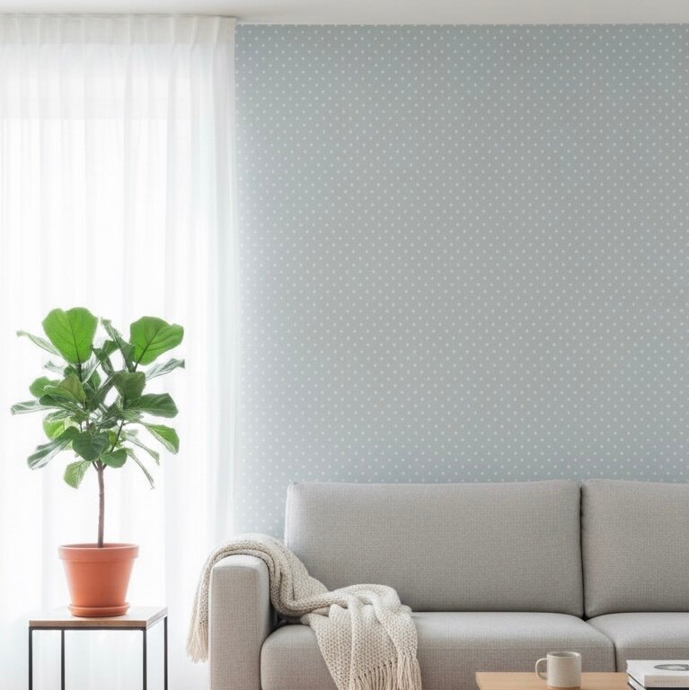 Papier Peint Bleu à Pois