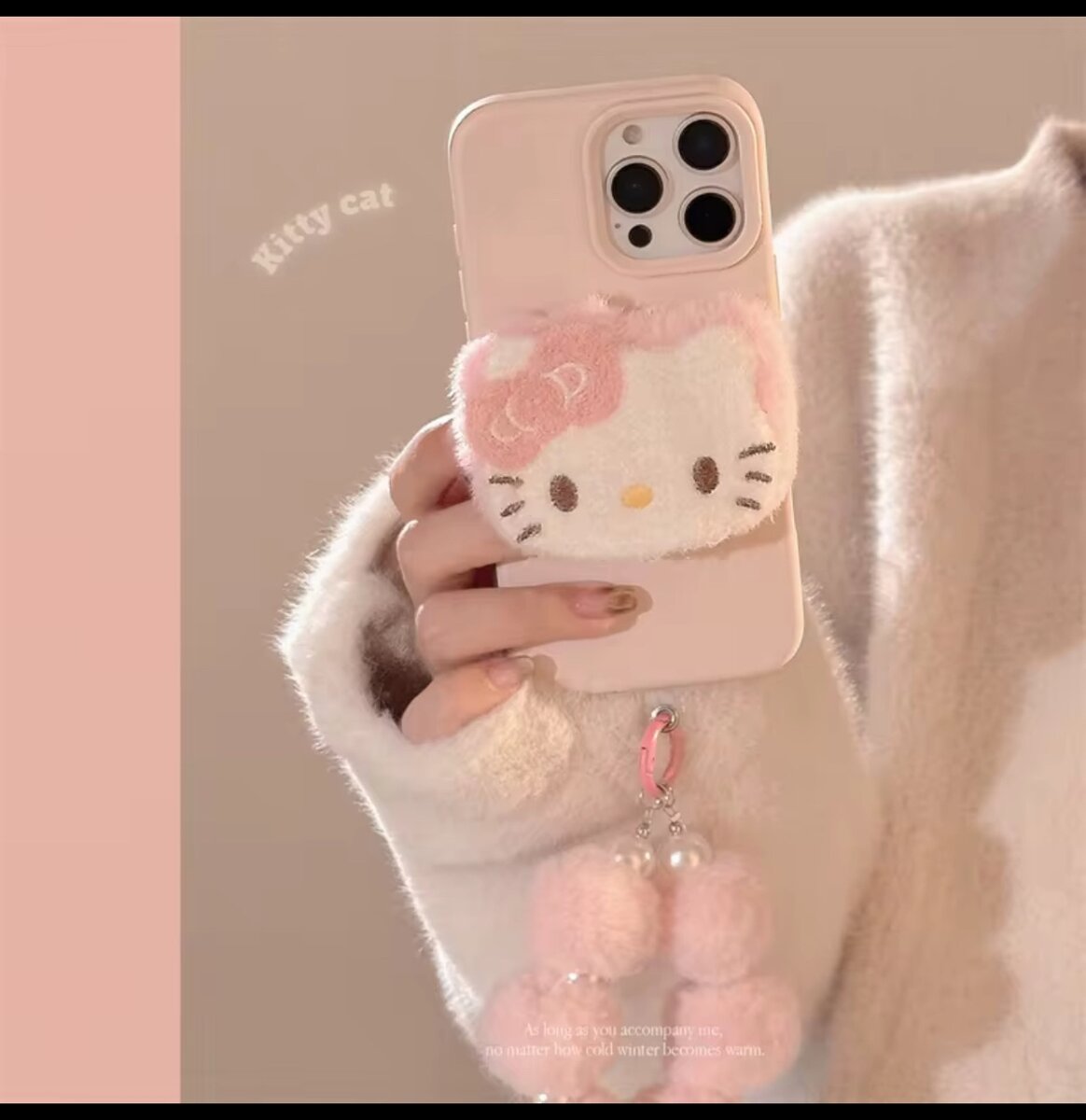Coque Téléphone Peluche Chat Rose