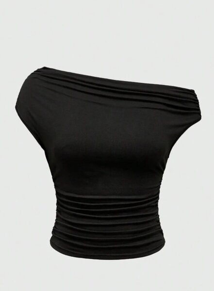 Top asymétrique noir femme