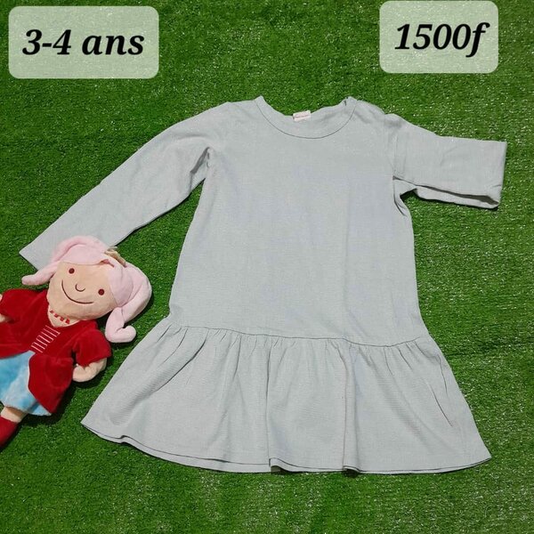 Robe pour fille, coton, gris, 3-4 ans