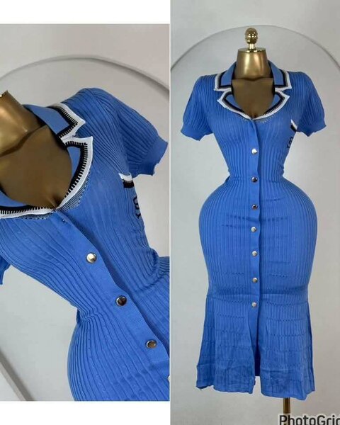 Robe élégante en maille bleue