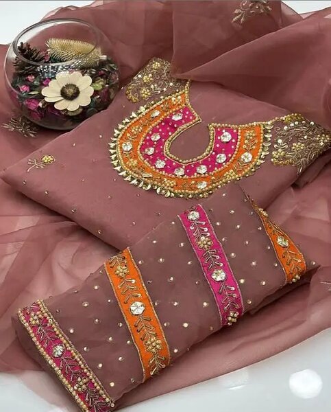 Beautiful organza unstitched dress