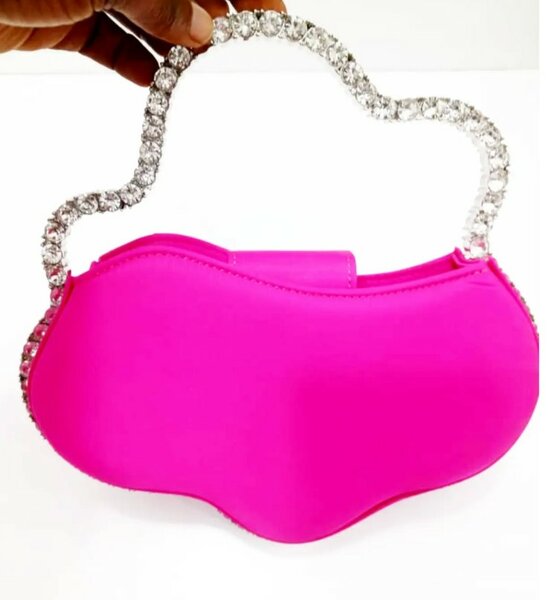 Fuchsia bag, rhinestone handle