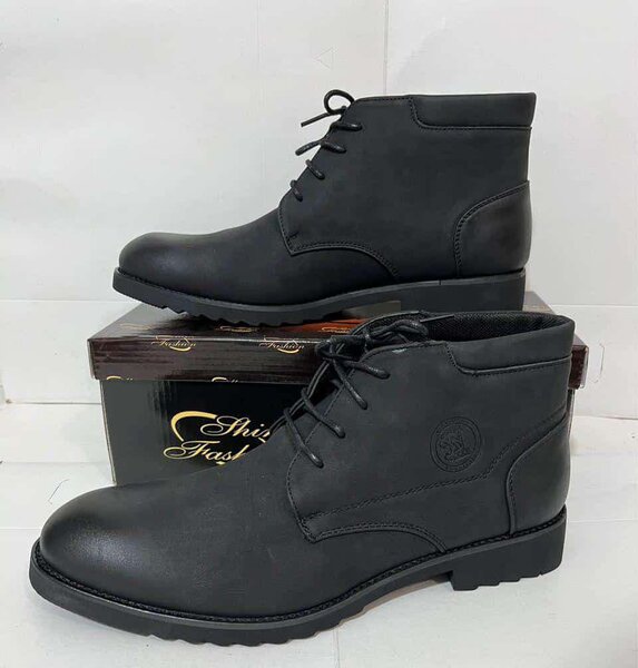 Men's leather boots,black Sizes: 40-45