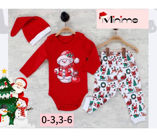 Новогодняя одежда 3в1 (боди, штанишки и шапочка)