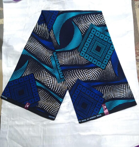Tissu African print bleu