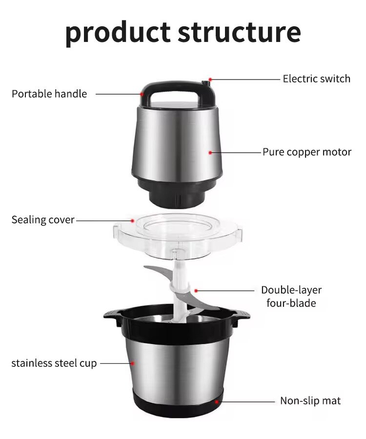 Hachoir électrique 6L inox