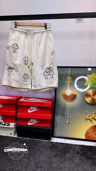 Shorts en coton brodé homme