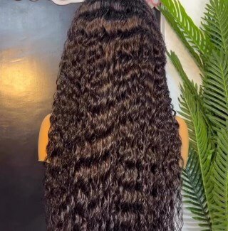 Deep wave 4 bundles frontal wig cap unit 30"
