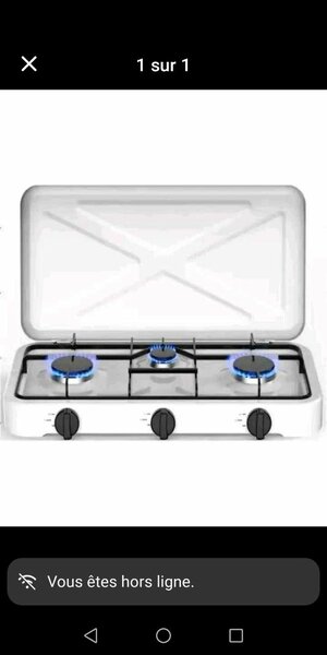 Cuisiniere 3 feux blanc avec couvercle