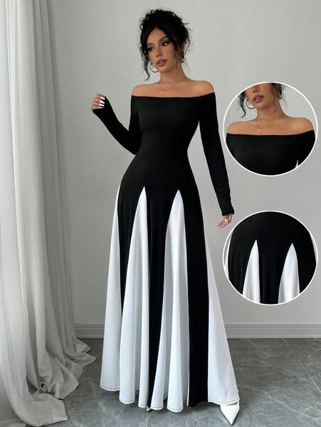 Robe élégante à épaules dénudées