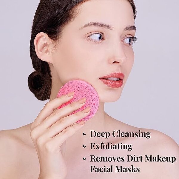 Facial sponges, cosmetics pad and exfoliating gloves