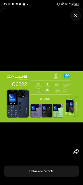 Téléphone Portable Calus C6222