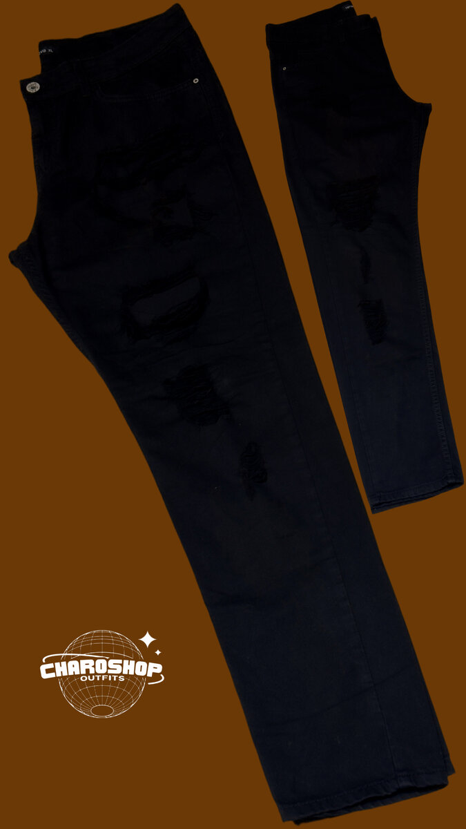 Jean déchiré noir homme