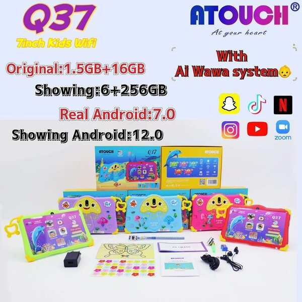 Tablette Educative ATOUCH-Q37 256Gb/6Gram Android 13  Wifi