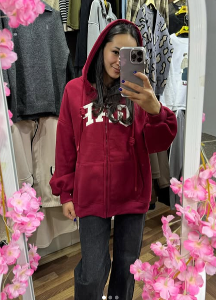 Теплая толстовка женская, бордовый