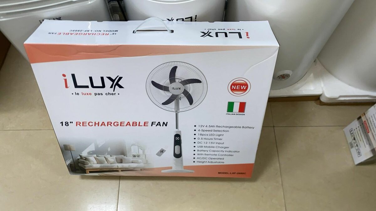 Ventilateur rechargeab 18"pouc